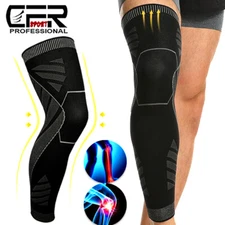Knee Sleeve Compression Brace Support Full Leg Sport Joint Pain Arthritis Relief
