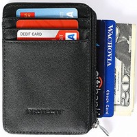Genuine Leather Slim Wallet Card Id Holder Case Rfid Blocking Zippered Pouch Men Genuine Leather Slim Wallet Card Id Holder Case Rfid Blocking Zippered Pouch Men