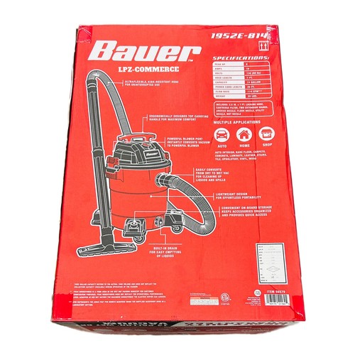 NEW Bauer 1952E-B14 14 Gallon Wet/Dry Vacuum w/Nozzles And Extension Wands - Picture 2 of 3