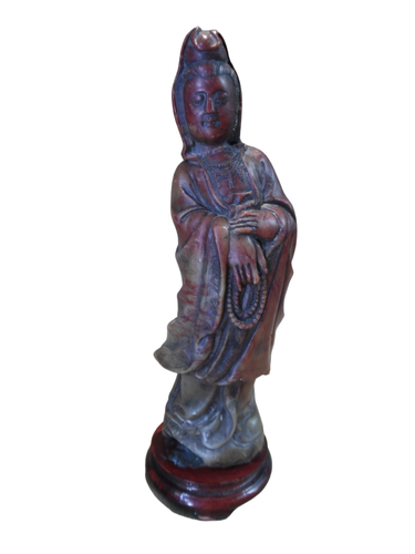 Antique Chinese Quan Yin Carved Stone Figurine - 第 1/9 張圖片