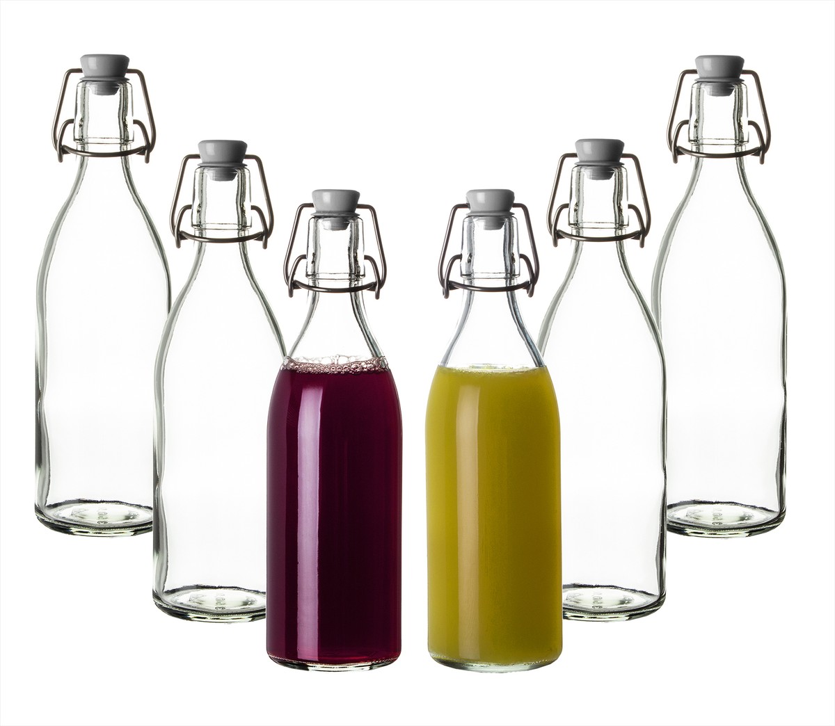 6x Glasflaschen Einmach Flaschen leer 500ml mit Draht-Bügelverschluss Likör Saft