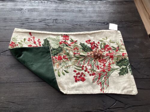 New Pottery Barn Holly Berry Lumbar Pillow Cover SOLD OUT 16 X 26 - Picture 2 of 6