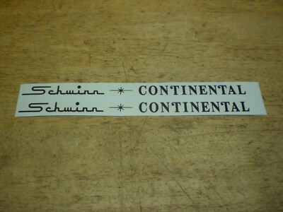 Schwinn Approved Continental 26'' Bicycle Black Downtube Water Transfer Decal Set