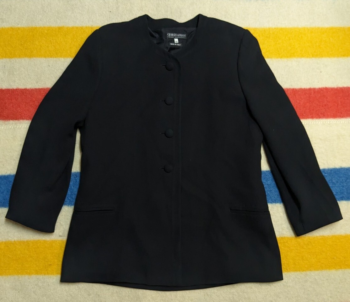 VTG 80s 90s Giorgio Armani Italy Pura Seta Fodera Button Blazer 