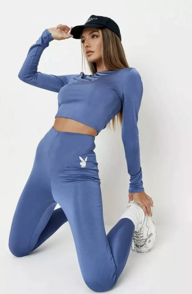 NWT Playboy x Missguided Lifestyle Soft Touch Legging - Blue - 4 US