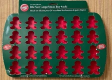 Wilton Silicone Bite Size 24 Cavity Mini Treat Pan Christmas Gingerbread Man NEW