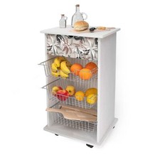 Carrello cucina portafrutta legno bianco WHITE LEAVES MIX salvaspazio 40X45H85cm