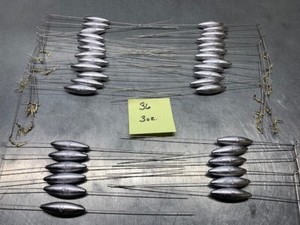 15 PCS. STRAIGHT DOWN BOTTOM BOUNCER SINKER 3, OZ. S.S. WIRE .045X10