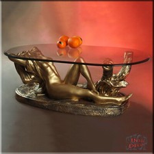 Couchtisch Glas Glastisch Wohnzimmertisch Tisch Design Frauenfigur Wohnzimmer