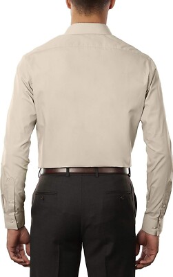van heusen fitted poplin dress shirts Van Heusen - Fitted Poplin Shirt - sz L 16.5 34/35 - color: Stone - Long  Sleeve
