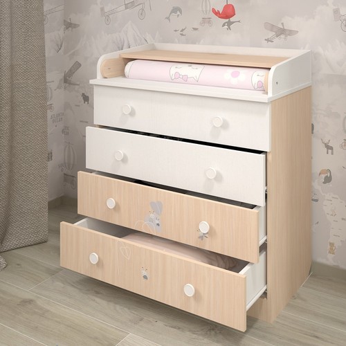 Shefa Kids Changing Dresser 800 French Collection, Amis, white-pastel oak - Picture 6 of 8