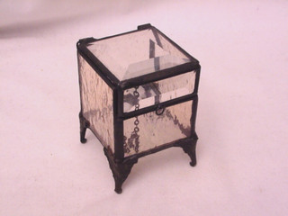 Lovely J Devlin Beveled Glass Lid Trinket Jewelry Keepsake Hinged Box