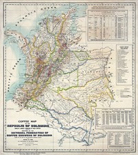 Coffee Poster Map of Colombia Café Shop Kitchen Décor Gift Idea Wall Print