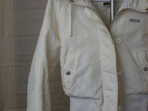 Vtg Y2K Streetwear Southpole Hooded Puffer Jacket Ivory Color Womens Size S/M - Picture 5 of 17