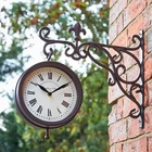 Indoor Outdoor Garden Double-Sided Station Wall Clock 35cm Vintage Hanging Clock