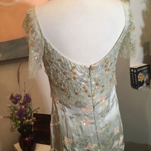 Abito da sera verde Badgley Mischka taglia 8 seta/abito da sera 1580-25-9818 - Foto 6 di 12