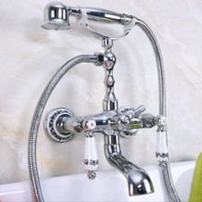 Wall Mounted Chrome Brass Bathroom Tub Faucet Hand Spray Shower Mixer Tap 2na206