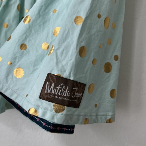 Matilda Jane GILDED GREENS SKIRT sz 10 Gold Foil Dot Mint Twirl Hello Lovely - Picture 2 of 5