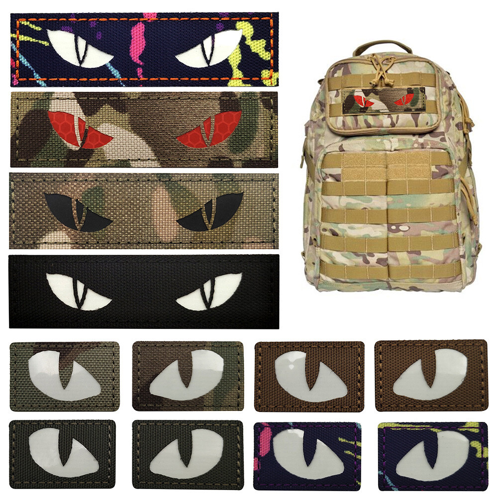 Tactical Patch Cat Tiger Eyes Hook Fasteners Glow In Dark Combat Applique Patch