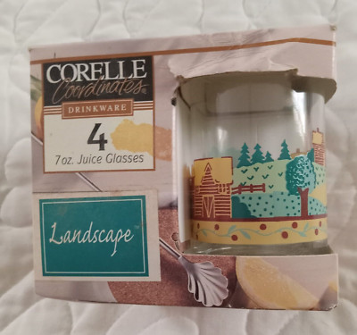 4 Corelle Coordinates Landscape 7-ounce juice glasses NIB
