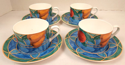 VICTORIA & BEALE Forbidden Fruit 9024 Porcelain Coffee Cups & Saucers - SET OF 4