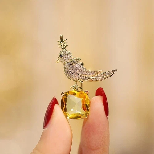 Crystal Cute Bird Brooches for Women Luxury Creative Personality Animal Brooch - Picture 8 of 12