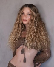 Ombre Brown Curly Wave 100 Human Hair 13x4 Lace Front Wig for Women Daily