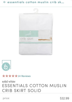 aden anais Tailored Fit White Muslin Crib Skirt Excellent Used