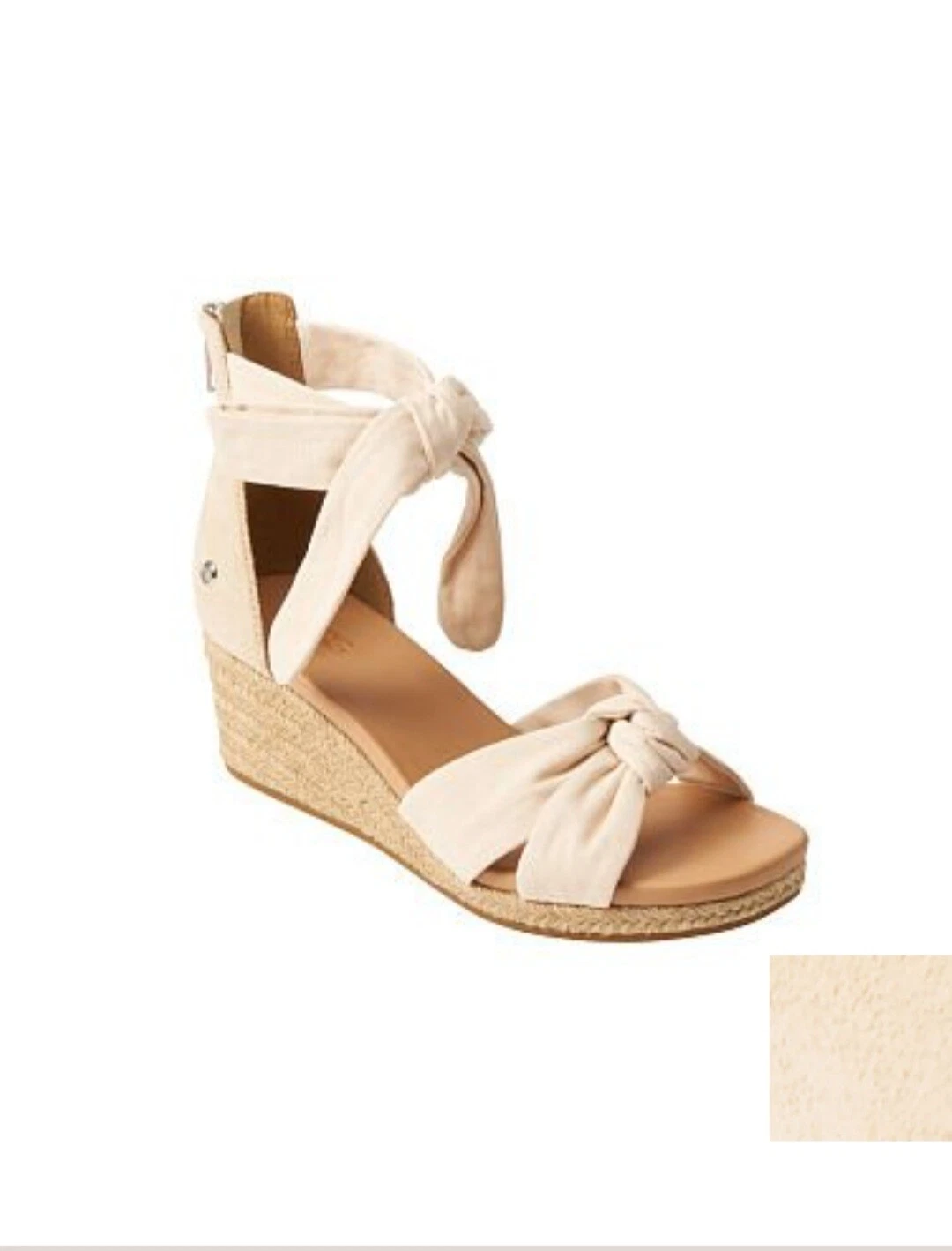 SANDALI UGG YARROW COLORE BEIGE CON CERNIERA E FIOCCO TAGLIA 9 NUOVI CON SCATOLA