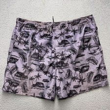 OP Ocean Pacific Swim Trunks Mens Large Gray Floral Blue Gray Black Shorts Lined