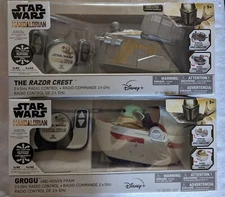 New Star Wars The Mandalorian Grogu Hover Pram & The Razor Crest Remote RC