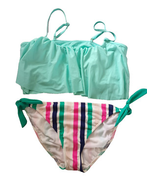 Marks & Spencer 18/XXL Multicoloured Frill Top Sun Smart UPF 50+ Hipster Bikini