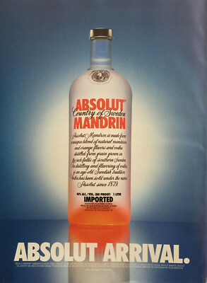 1999 Absolut Arrival Print Ad 8'' x 10 1/2'' Absolut Mandrin Vodka