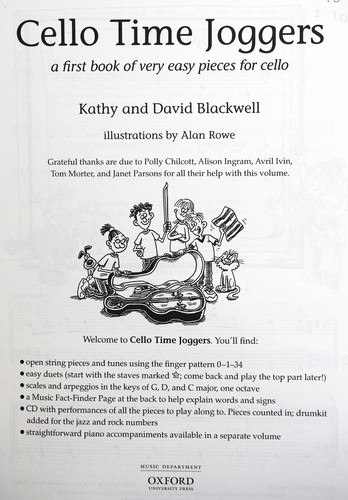 Cello Time Joggers by Kathy and David Blackwell. Cello book 1 - Picture 2 of 2
