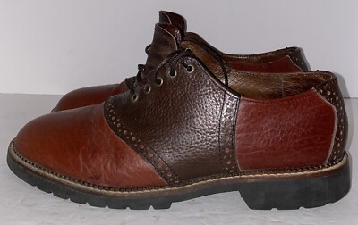 HS Trask Shoes Mens 9.5 M Saddle Two Tone Oxfords Casual Brown Bison Leather