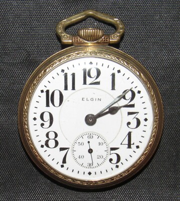 1919 Elgin Veritas Roailroad Grade Open Face Pocket Watch 16 Size 23 Jewels 