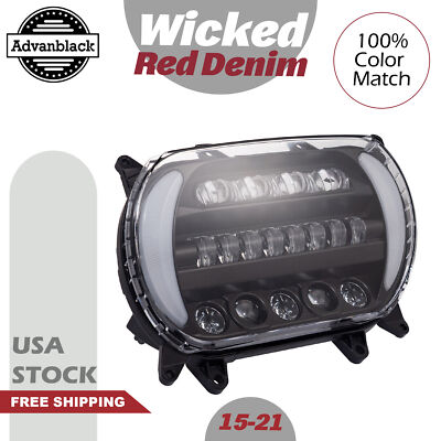Wicked Red Denim ''ATTACK'' LED Headlight Fits 2015-2021 Harley Road Glide