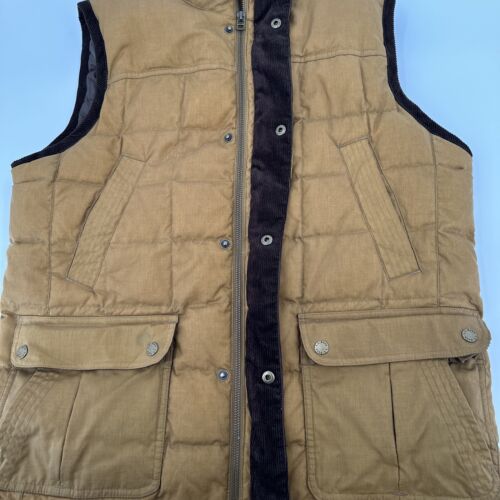 LL Bean Vest Mens Medium Brown DOWNTEK Insulated Puffer Full Zip Corduroy Trim - Picture 4 of 13