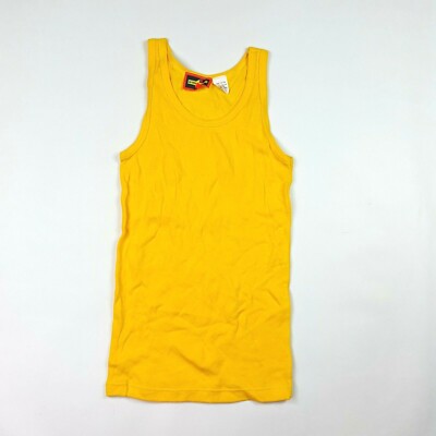 Vintage 80s Fitted Gym Boy's Size Small Yellow Tank Top Sports Athletic T Shirt 