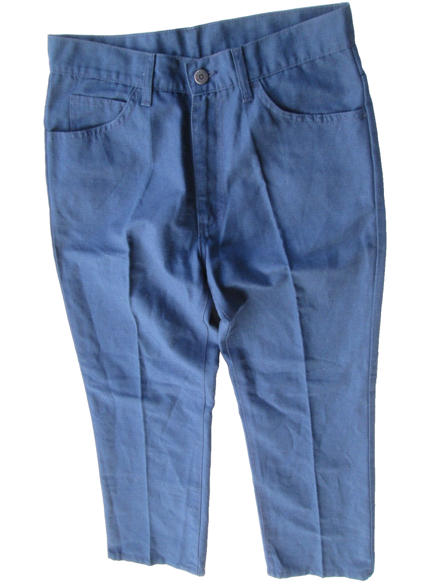LEVI'S Sta-Prest Linen Blend sz 32x34 One Crease Dark Blue canvas