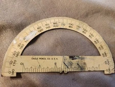 Eagle Pencil Co. USA Vintage Metal Drafting Protractor