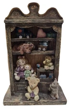 Used - The K's Collection Resin Figurine Teddy Bear with bookcase statue