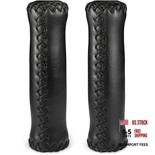 Bike Handlebar Grips - Brown Vinyl Leather Grips In 135mm Wi