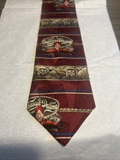 Tabasco Gulf Shrimp Novelty 100% Silk Neck Tie 59" x 4" Maroon & Gold USA MADE