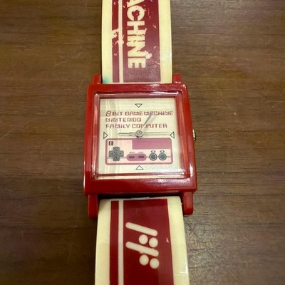 Nintendo Famicom Wristwatch Rare Analog Red White Cube Case Used
