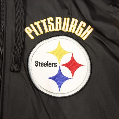 Pittsburgh Steelers Jacket Mens XL Black Gray Reversible Hooded