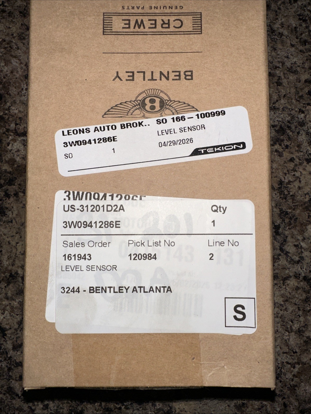 *BENTLEY 3W0941286E (RH) Self Leveling Height Control Sensor 03-18 CONTINENTAL