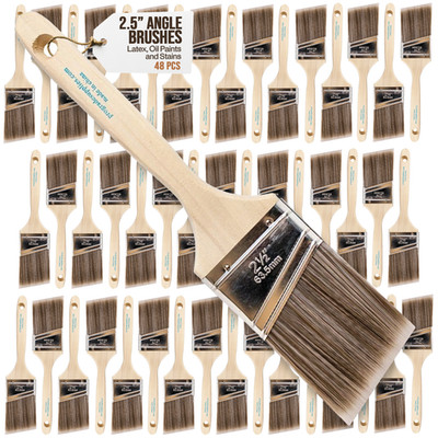 48PK 2.5''Angle House Wall,Trim Paint Brush Set Home Exterior or Interior Brushes