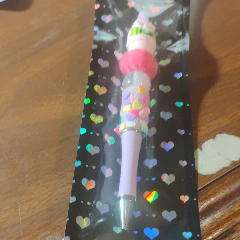 Novelty Cactus Topper Pom Pom Ballpoint Pen Black Ink Plastic Purple Barrel New