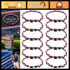 12Pack Baseball Necklaces for Boys, 18inches Braided Rope Tornado Titanium Sport